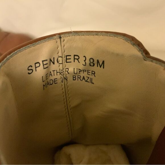 Neiman Marcus SPENCER Brazil BROWN LEATHER Heels BOOTIES Boots BUCKLE eur 38 - Picture 10 of 12